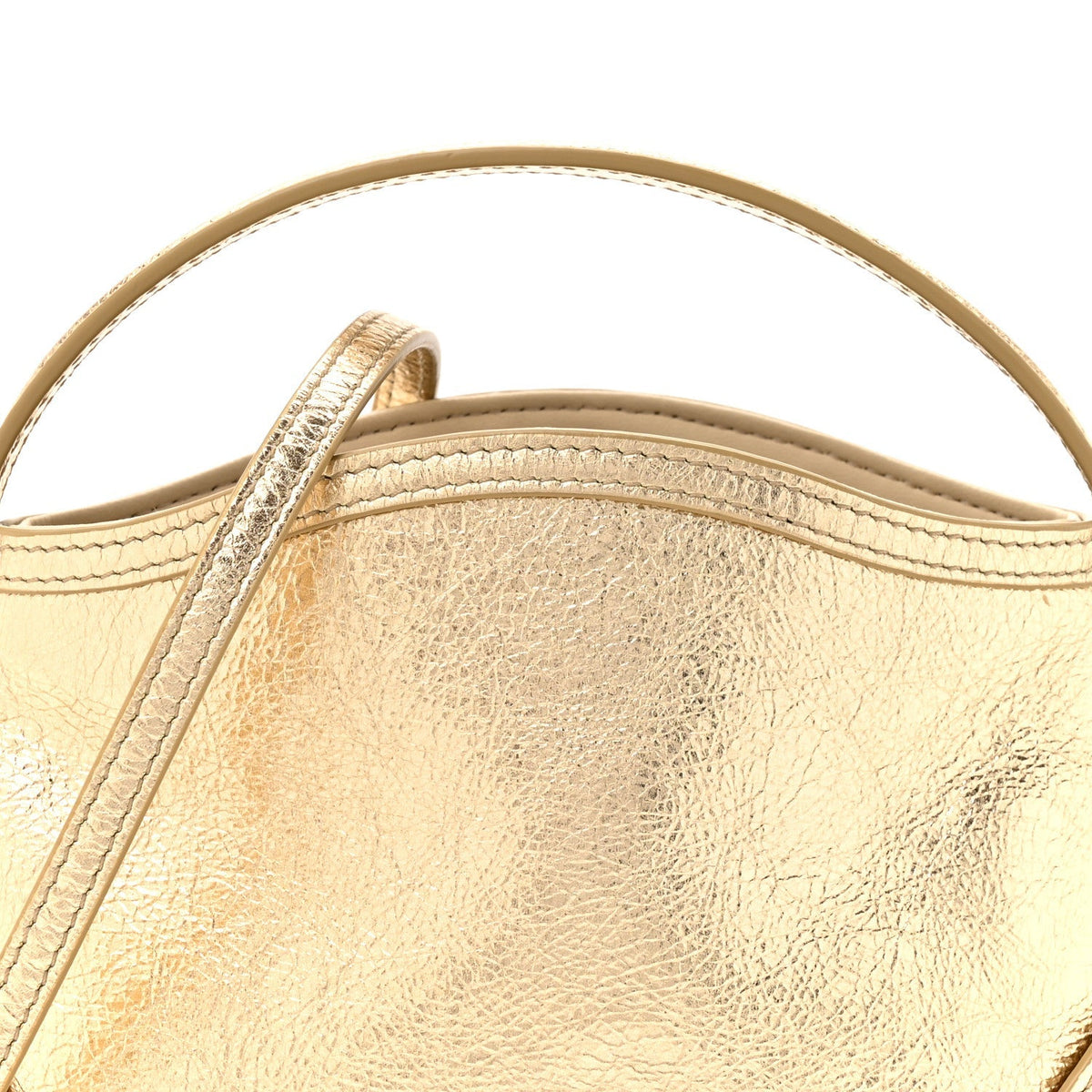 Metallic Tumbled Calfskin Nano Voyou Bag Golden Sand