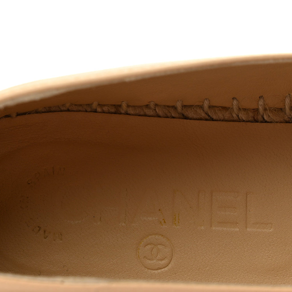 Lambskin CC Espadrilles 36 Beige Black