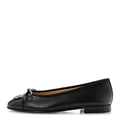 Lambskin Patent Cap Toe Ballerina Flats 36 Black