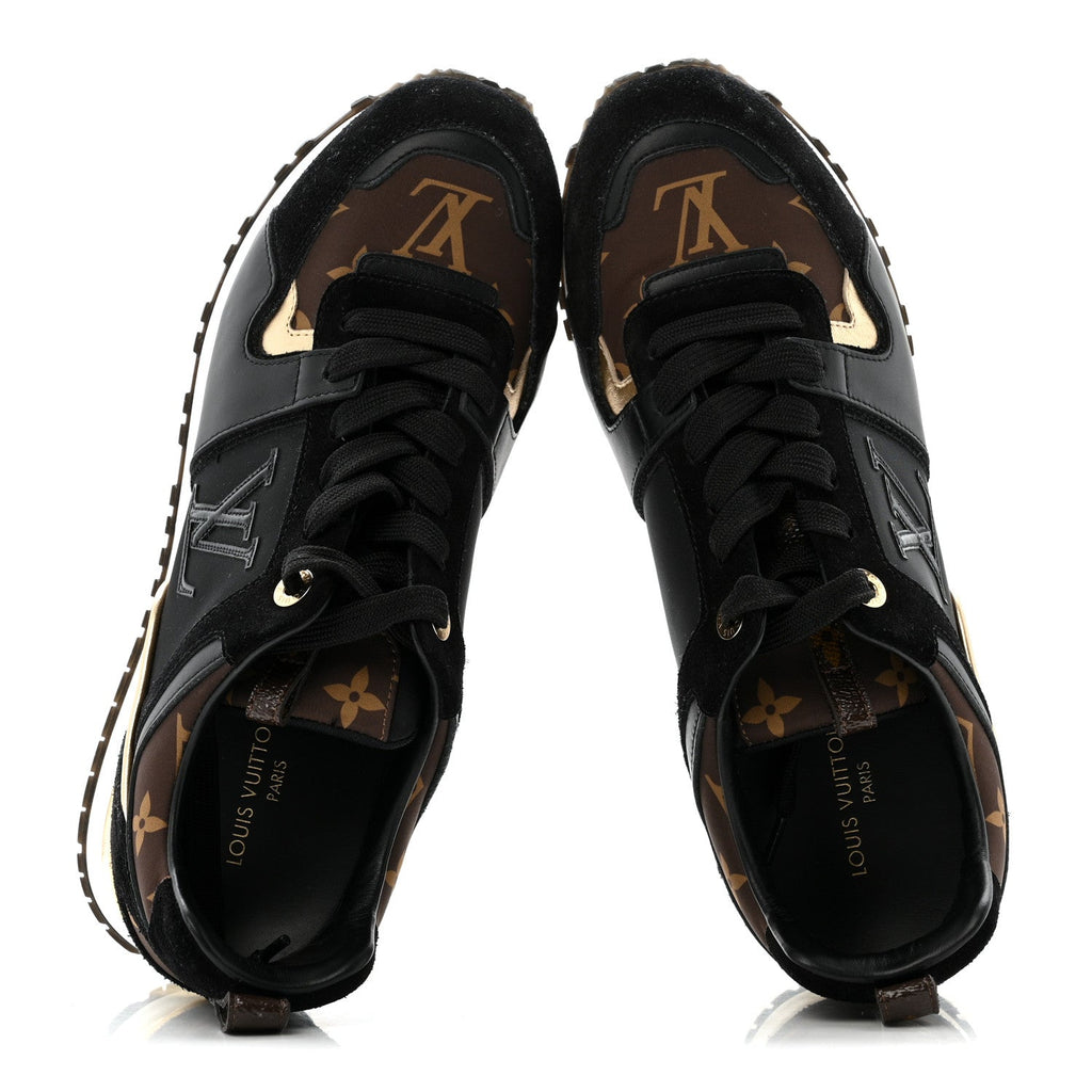 Suede Calfskin Recycled Monogram Nylon Run Away Sneakers 39 Black