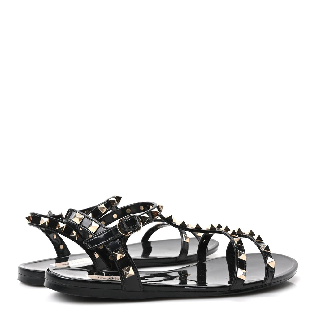 PVC Jelly Rockstud Caged Sandals 38 Black