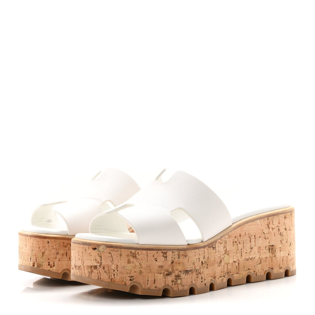 Calfskin Cork Eze 30 Sandals 37 White