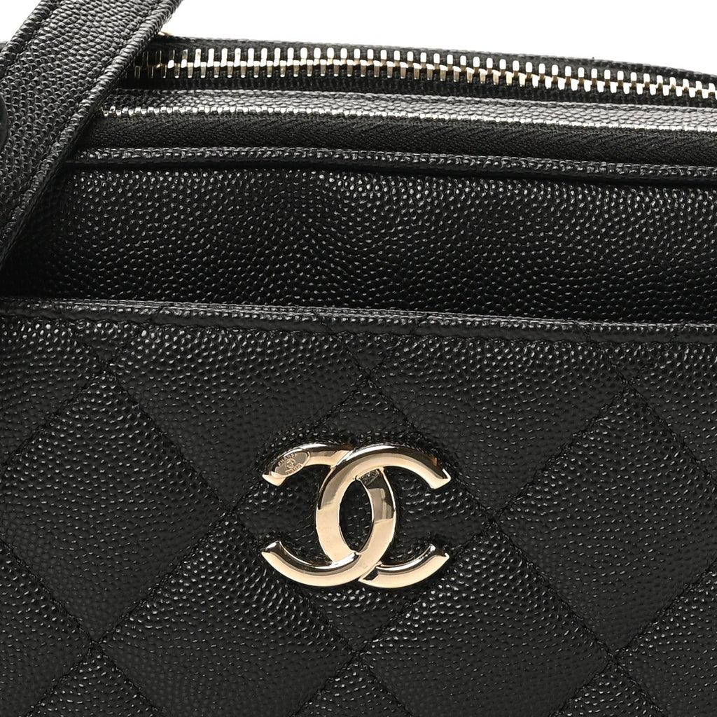 Caviar Quilted Waist Bag With Pouch Black