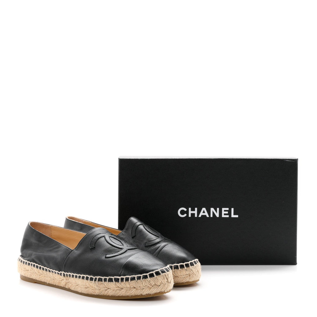 Lambskin CC Espadrilles 38 Black