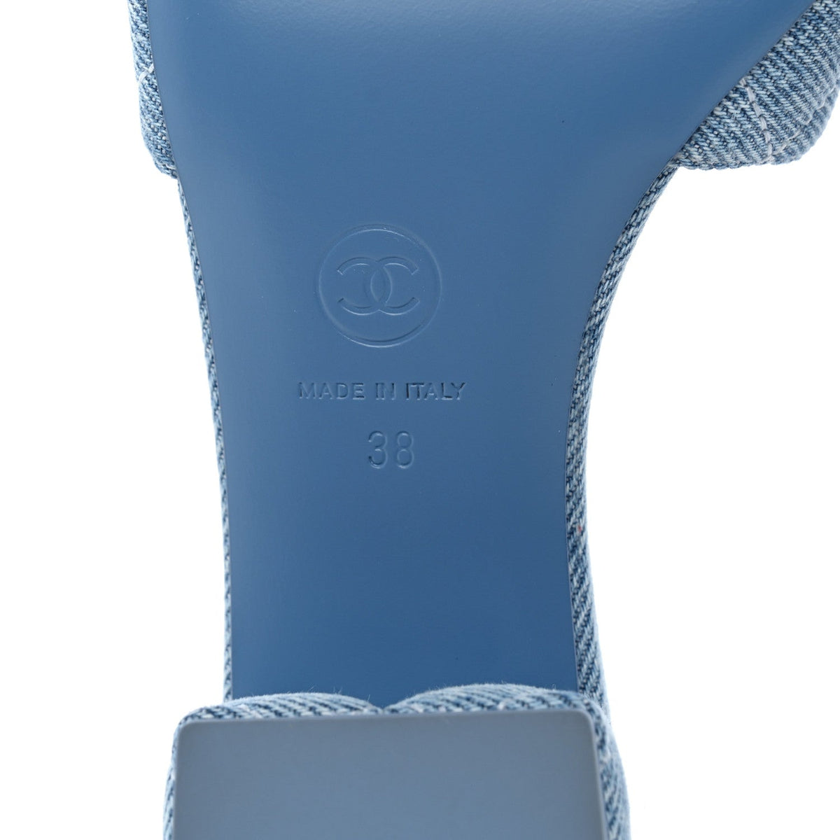 Denim Quilted Mules 38 Blue