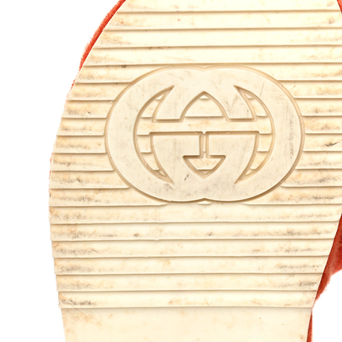 Terry Cloth GG Monogram Angelina Platform 55mm Slide Sandals 36 Deep Orange
