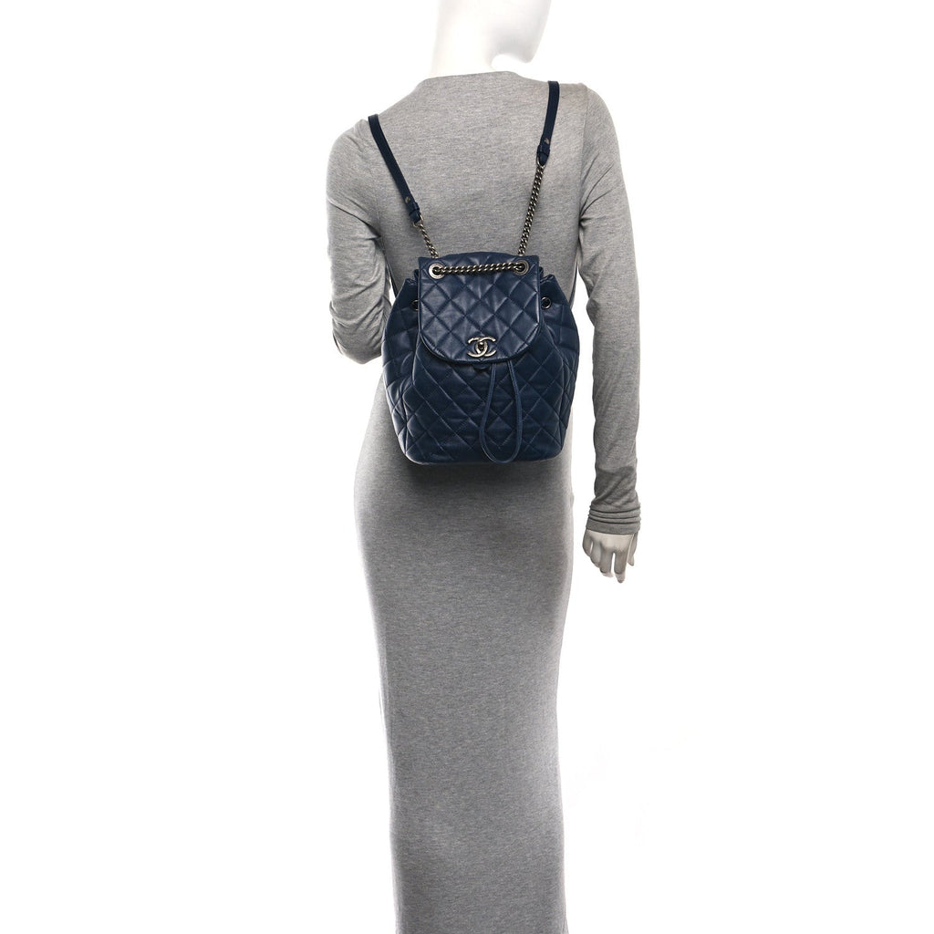 Lambskin Quilted Daily Supple Backpack Blue