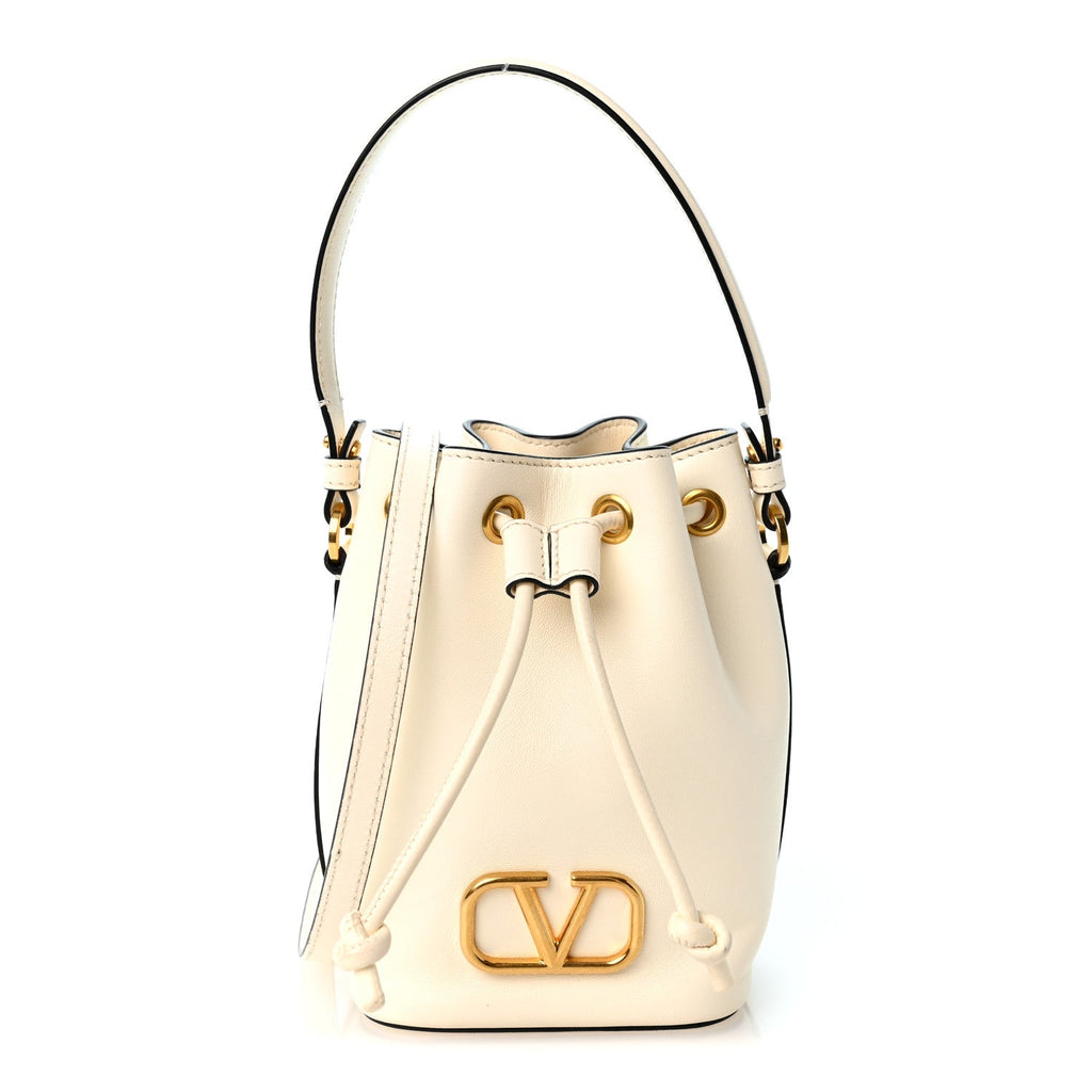 Nappa Mini VLogo Signature Bucket Bag Light Ivory