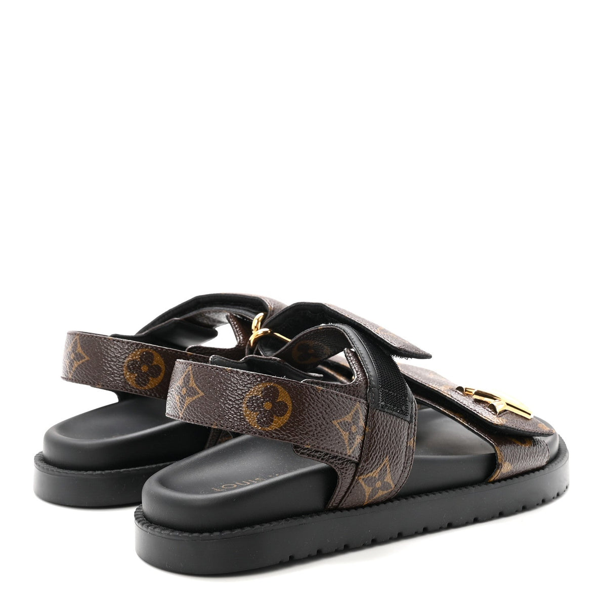 Monogram LV Sunset Comfort Flat Sandals 37 Cacao Brown