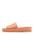 Lambskin Quilted CC Mules Sandals 37 Brown