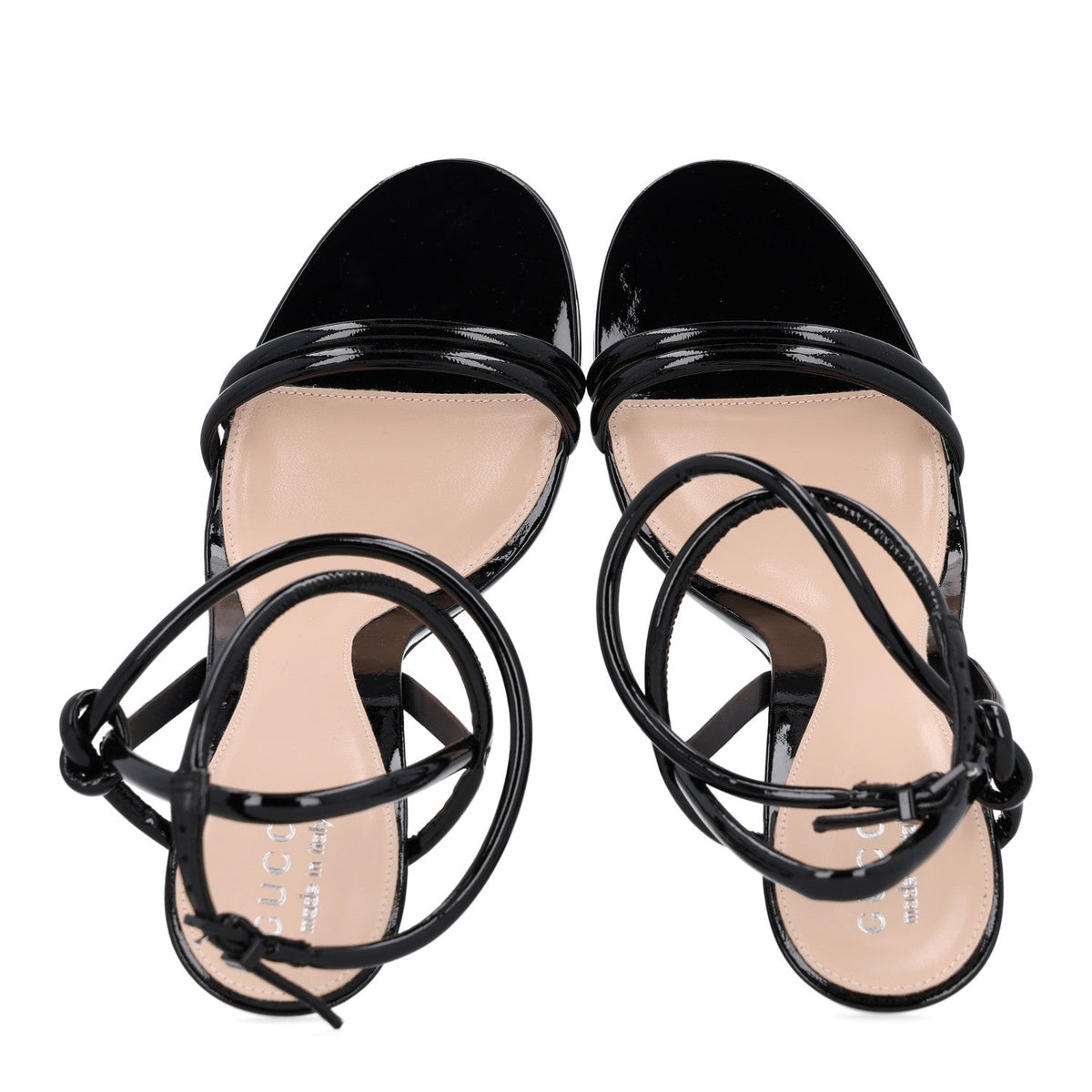 Patent Lambskin Walma 105 Sandals 39.5 Black