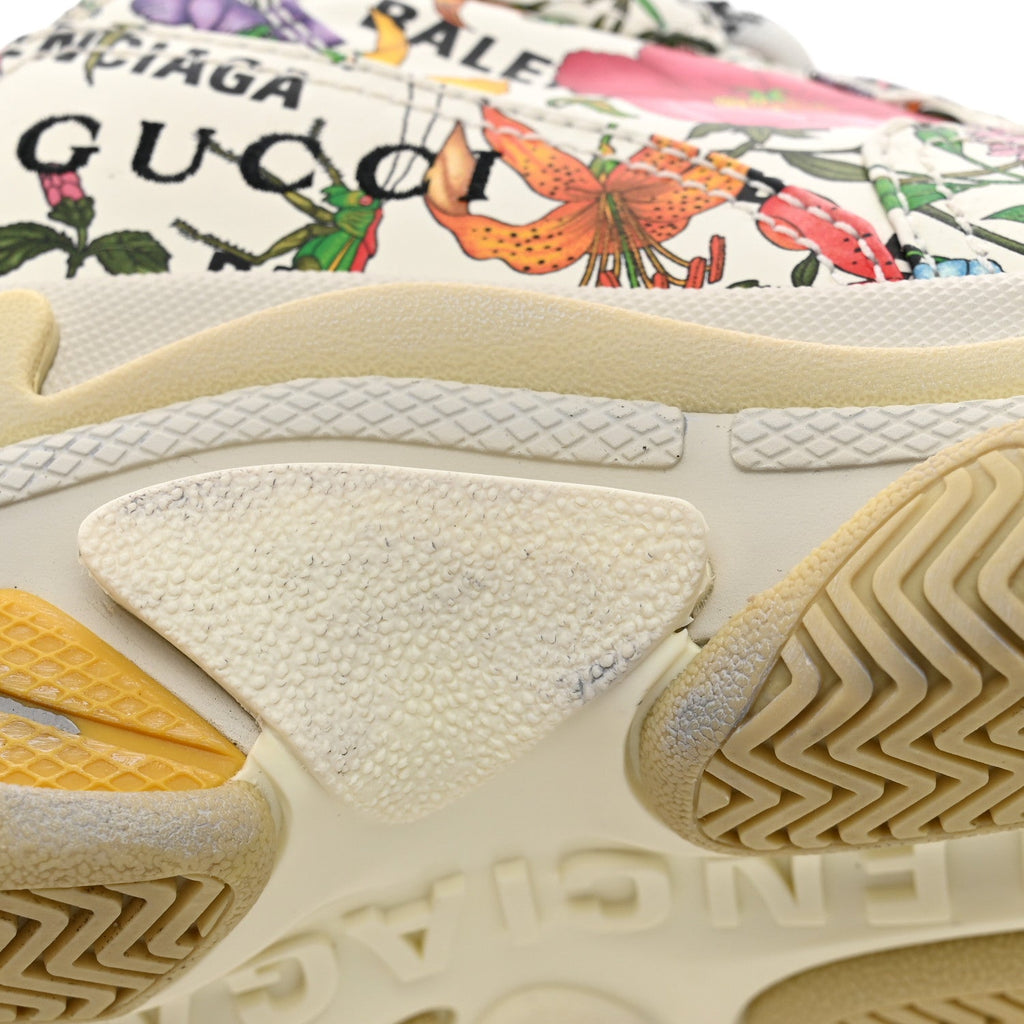 X GUCCI Fabric Allover Logo Flora Print Womens Triple S Sneakers 37 Multicolor White