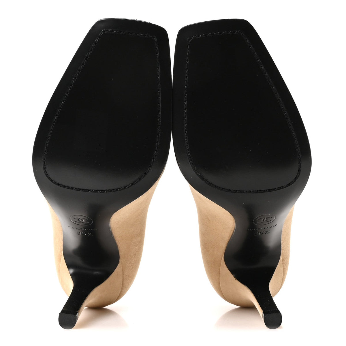 Suede Patent Calfskin Pumps 36.5 Beige Black