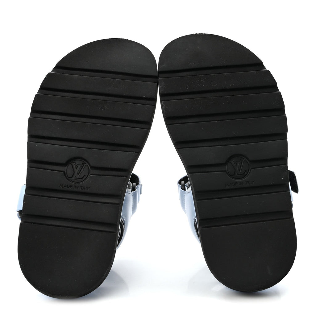 Calfskin Pool Pillow Flat Comfort Sandals 36 Blue