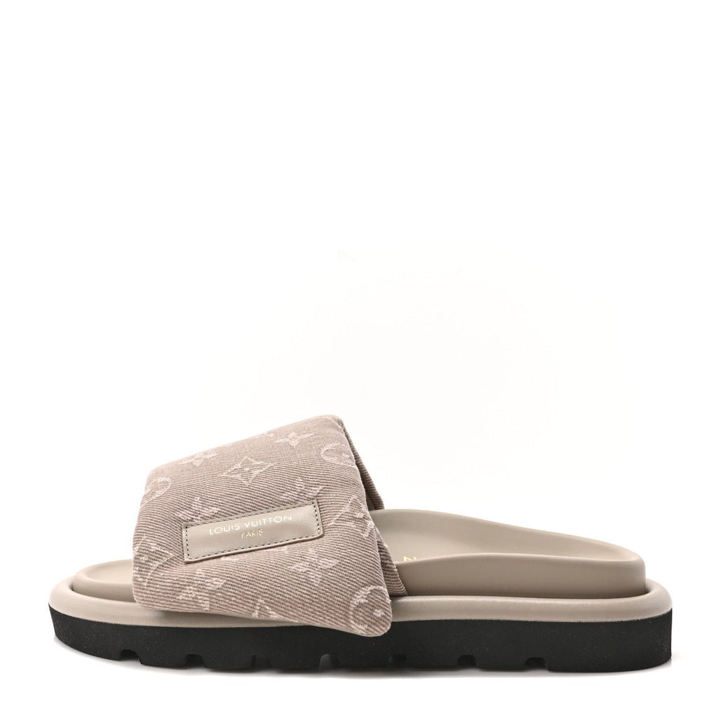 Monogram Denim LV Pool Pillow Flat Comfort Mule 38 Grey
