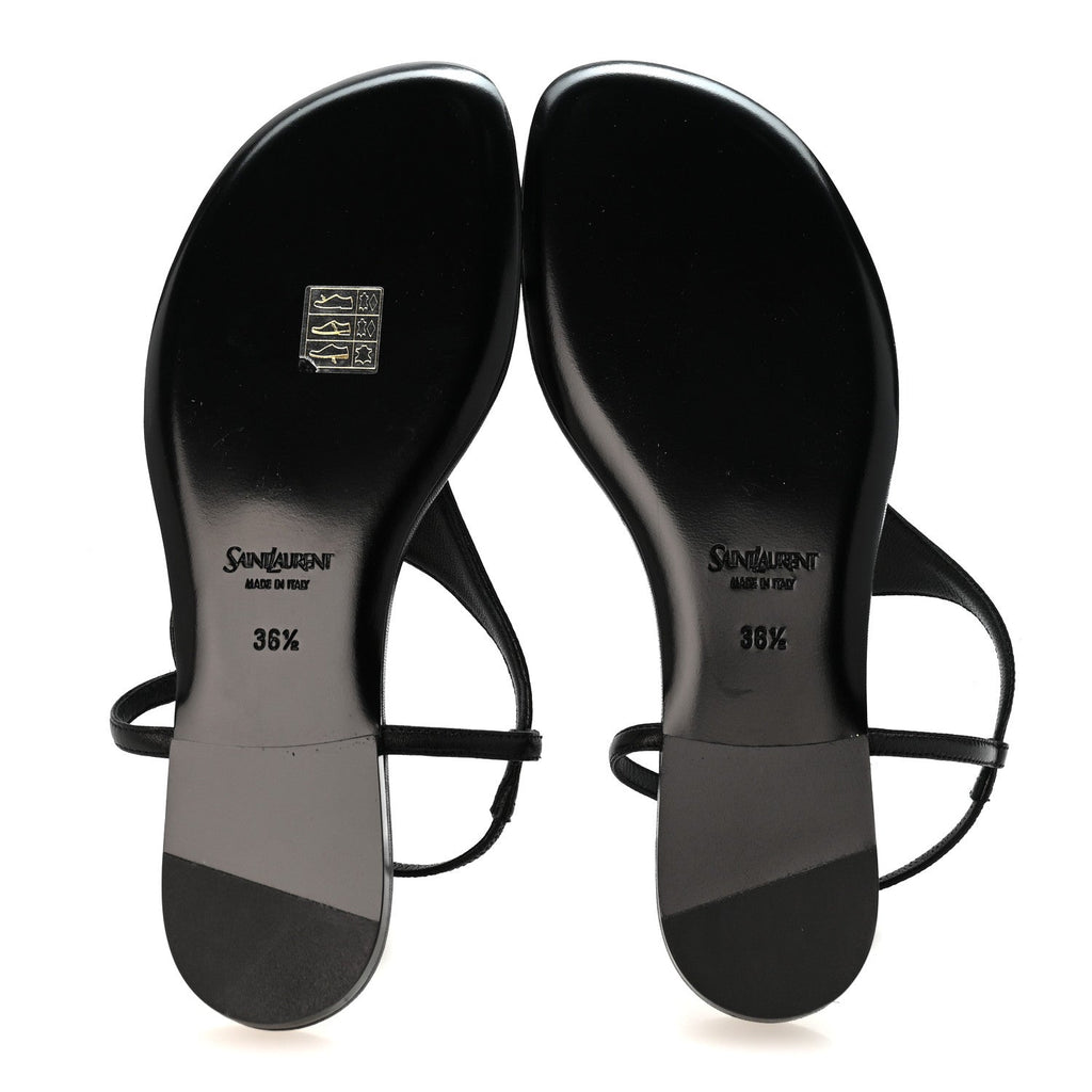 Lambskin Monogram Cassandra Slingback Flat Sandals 36.5 Black