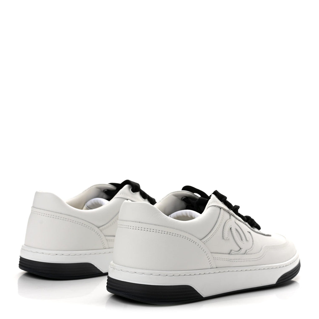 Calfskin CC Womens Sneakers 40 White Black