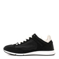Nylon Suede Kidskin Calfskin Logo Sneakers 38 Black White