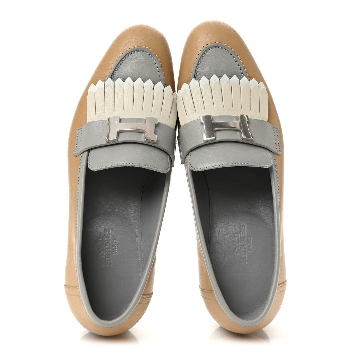Goatskin Womens Royal Loafers 38 Beige Albinos