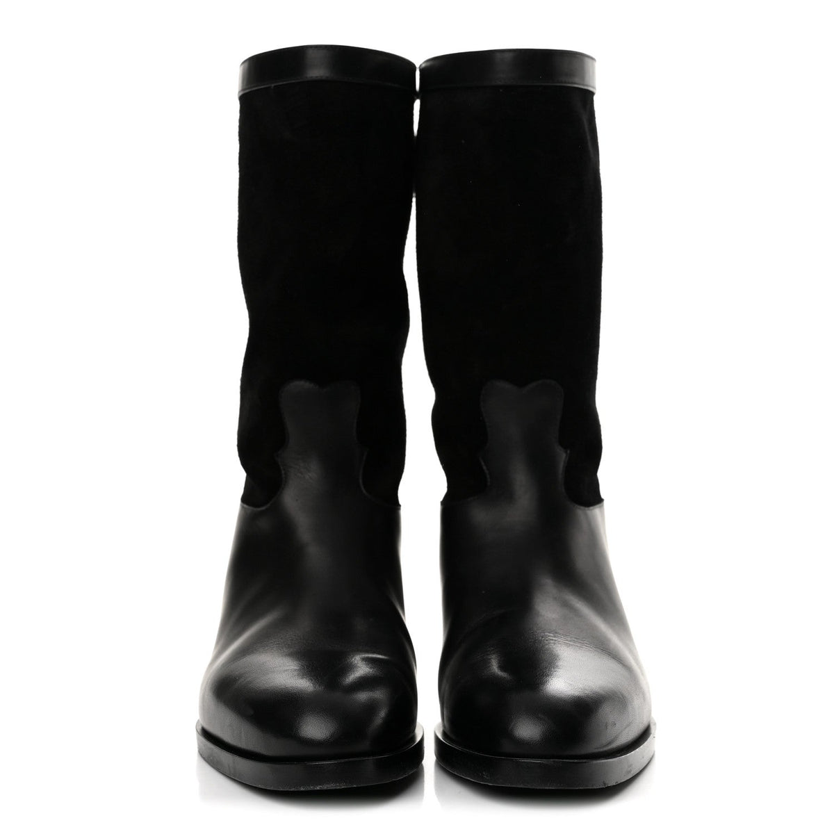 Suede Calfskin CC Short Boots 38 Black