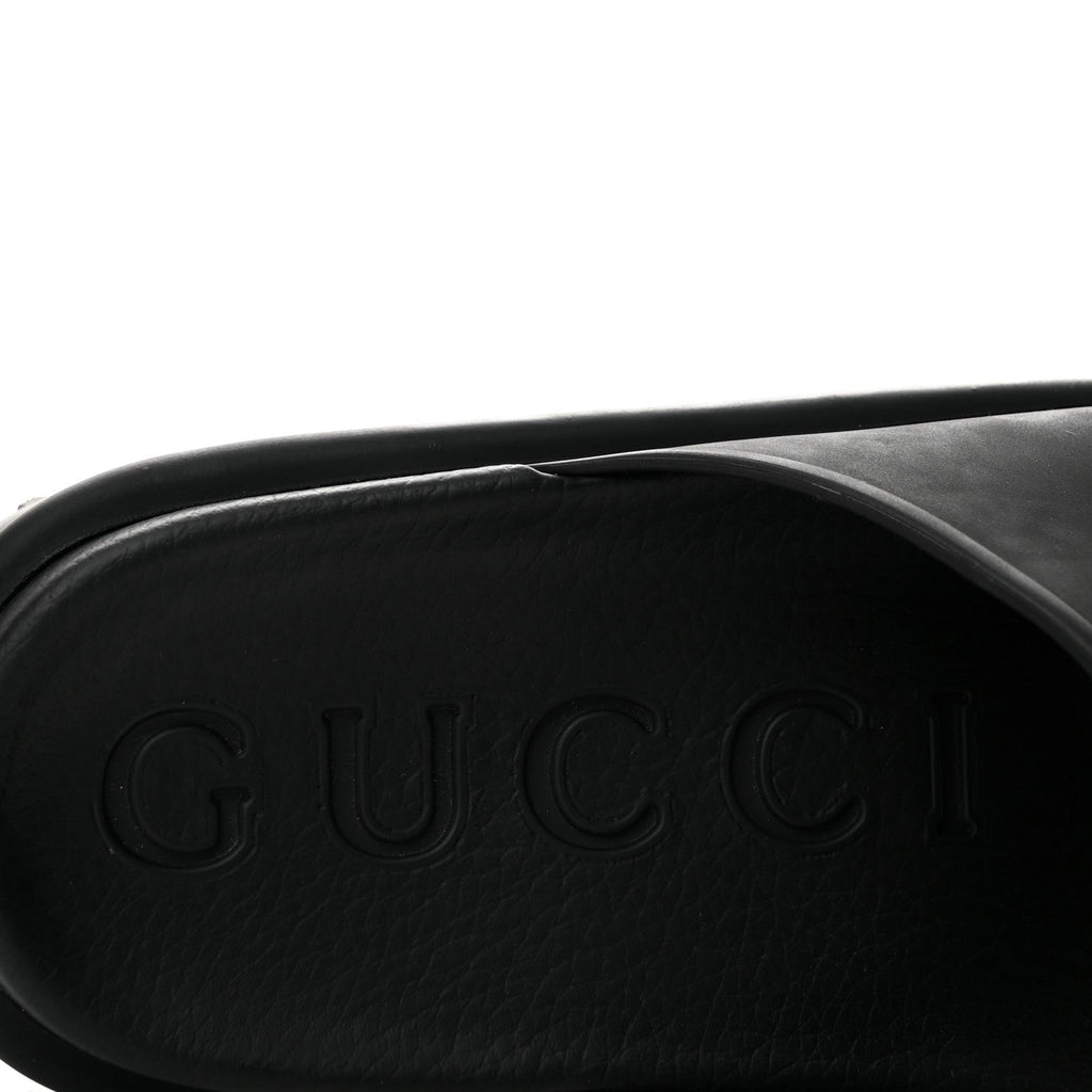 Soft Rubber Womens Interlocking G Platform 42mm Slide Sandals 36 Black