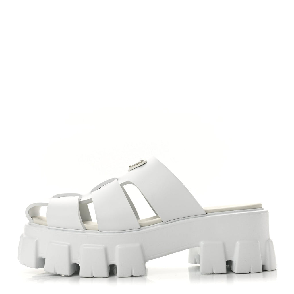 Foam Rubber Triangle Logo Monolith 55mm Cage Sandals 38 White