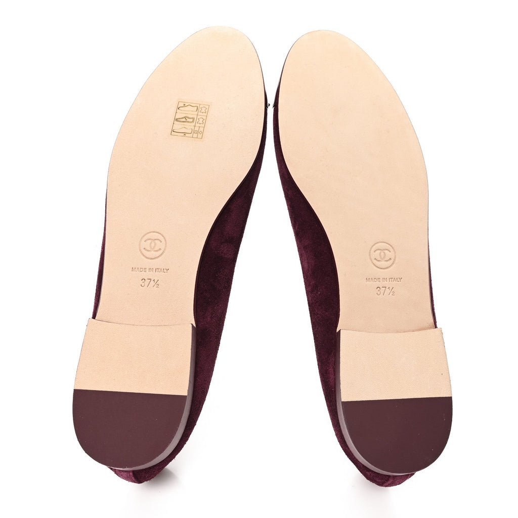 Suede Patent Cap Toe CC Ballerina Flats 37.5 Burgundy