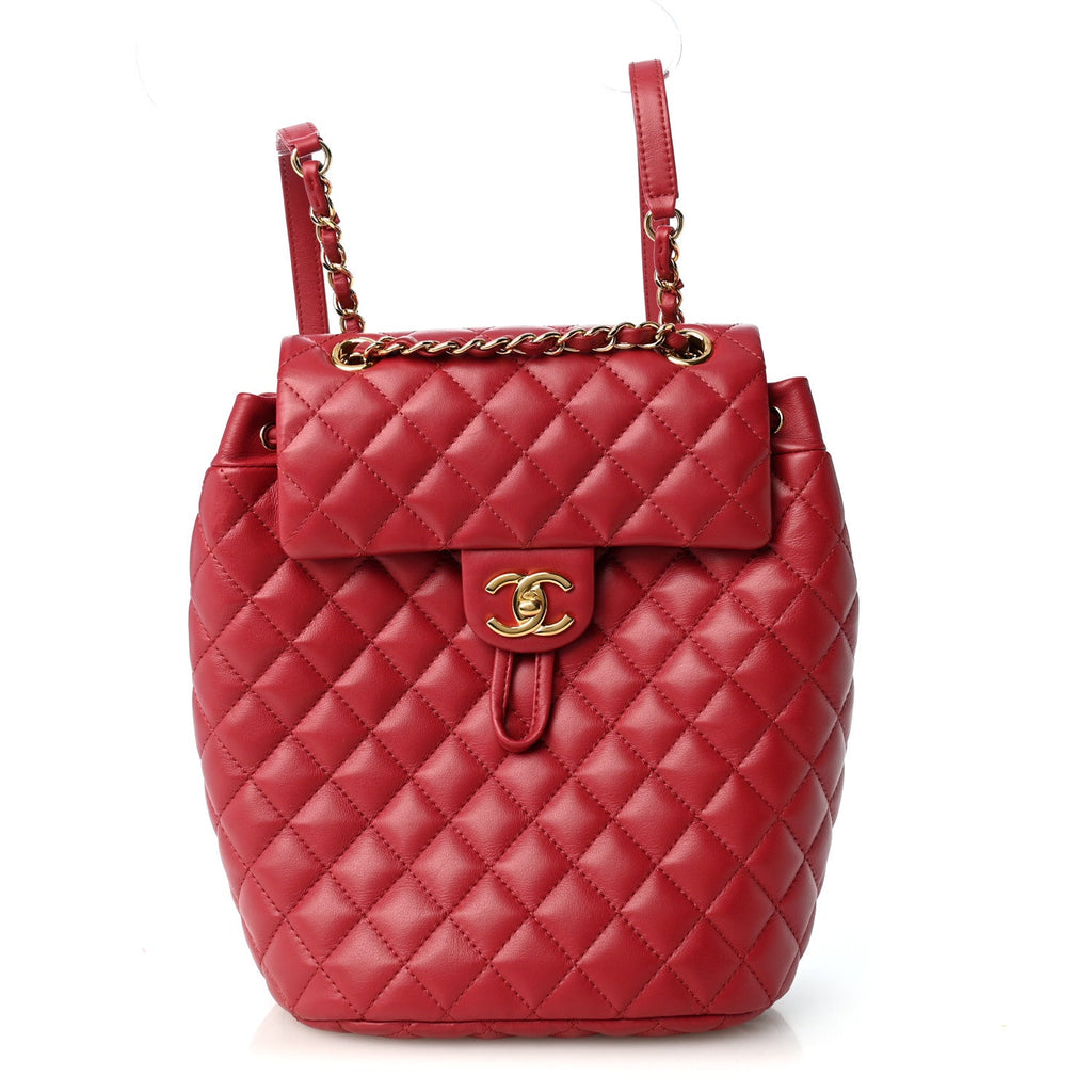 Lambskin Quilted Small Urban Spirit Backpack Red