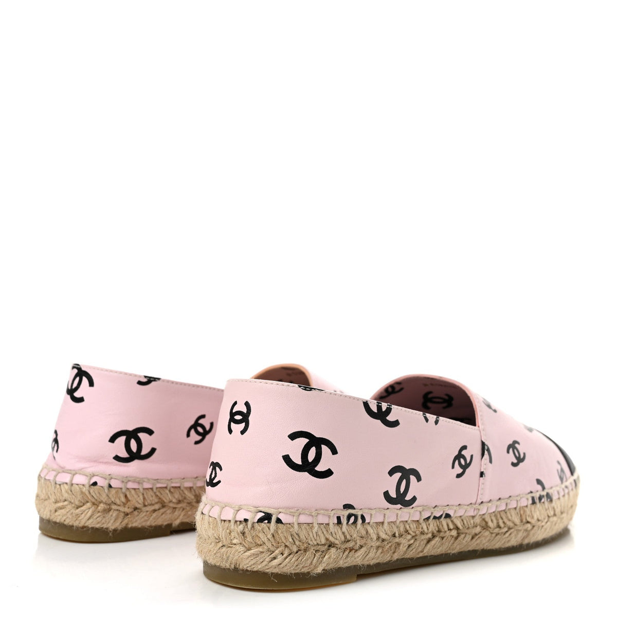 Lambskin Printed Coco Beach Espadrilles 40 Light Pink Black