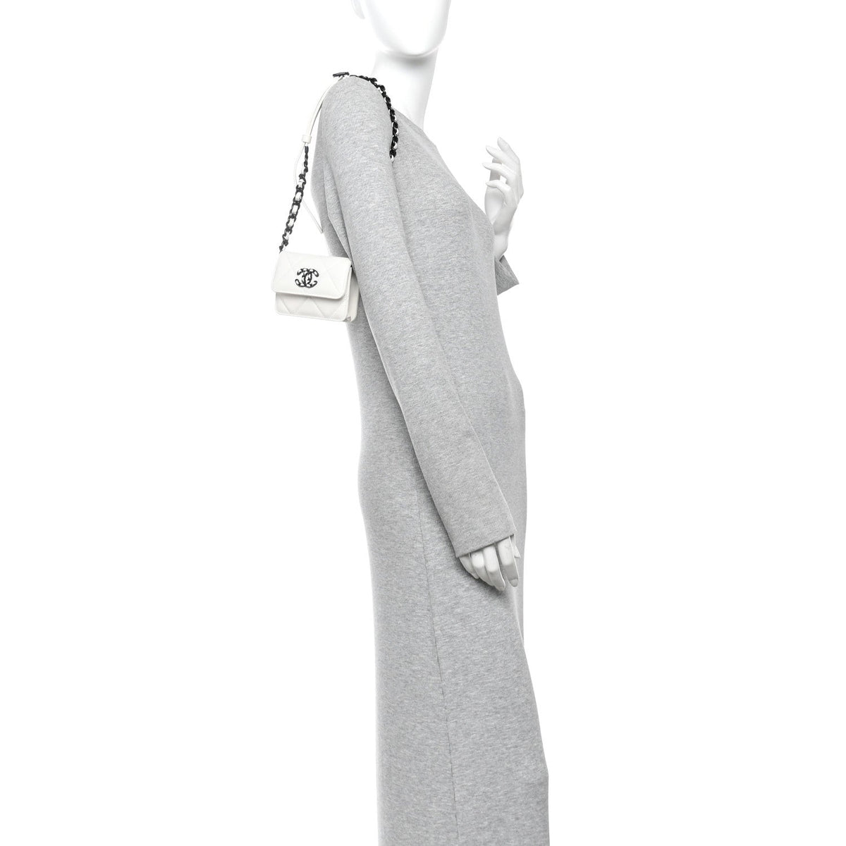 Caviar Quilted My Everything Belt Flap Card Holder White