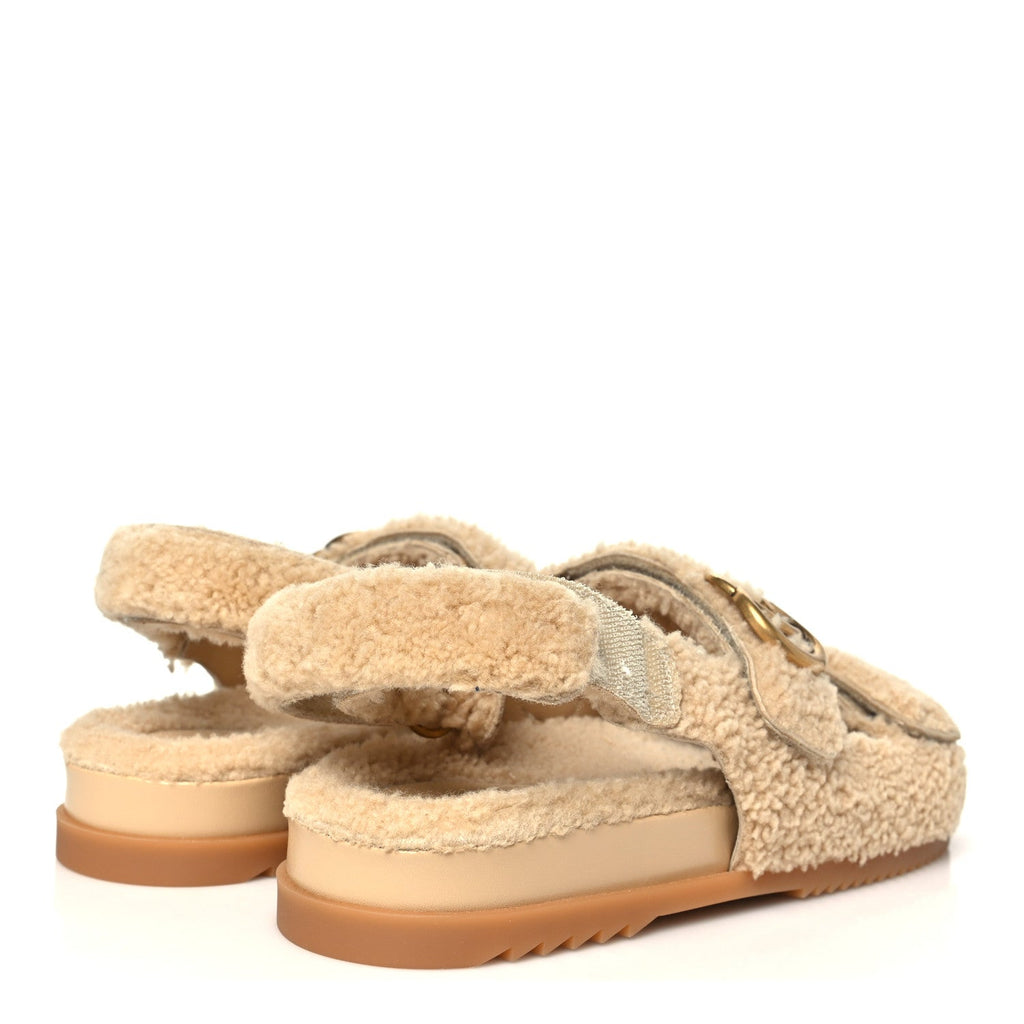 Merino Wool Interlocking G Dad Sandals 40 Butterscotch