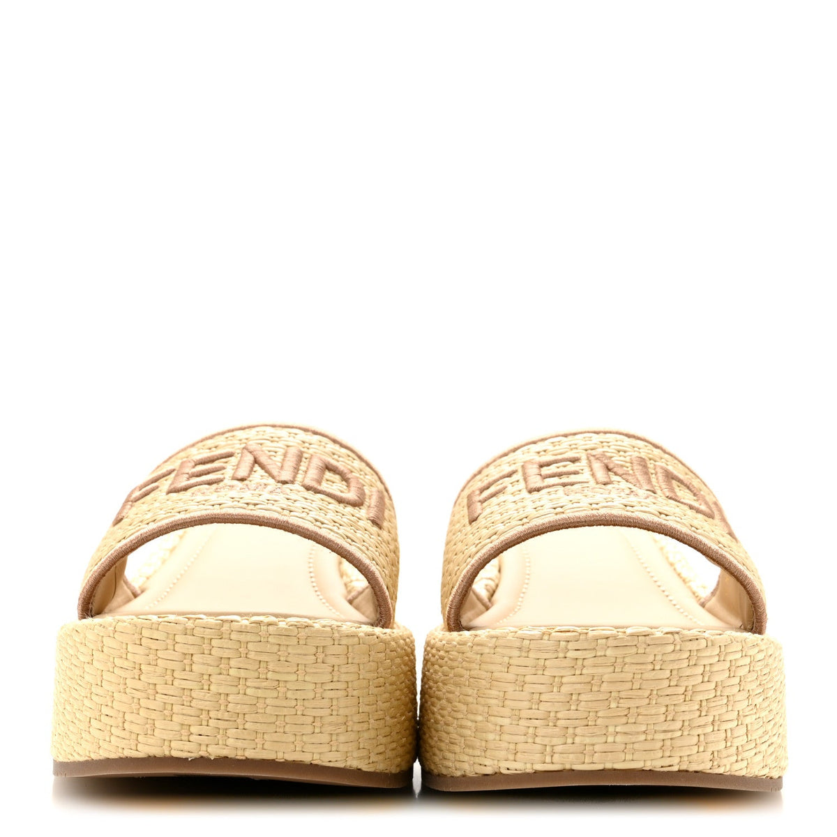 Raffia Womens FF Sunshine Flatform Slide Sandals 39 Beige