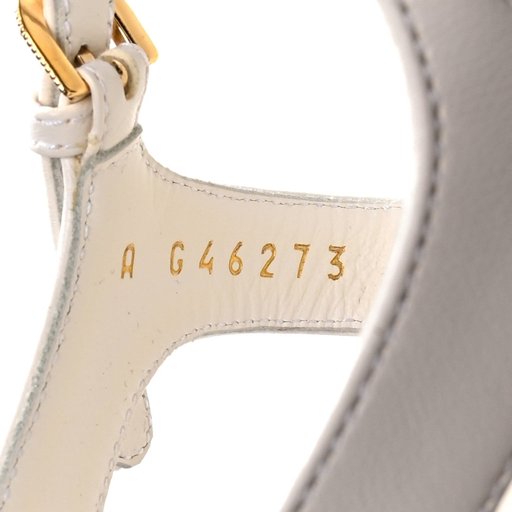 Lambskin Pearl CC Sandals 38 White