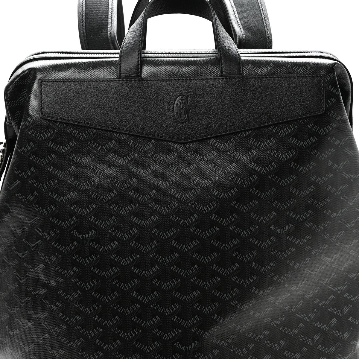 Goyardine Calfskin Cisalpin MM Backpack Jet Black