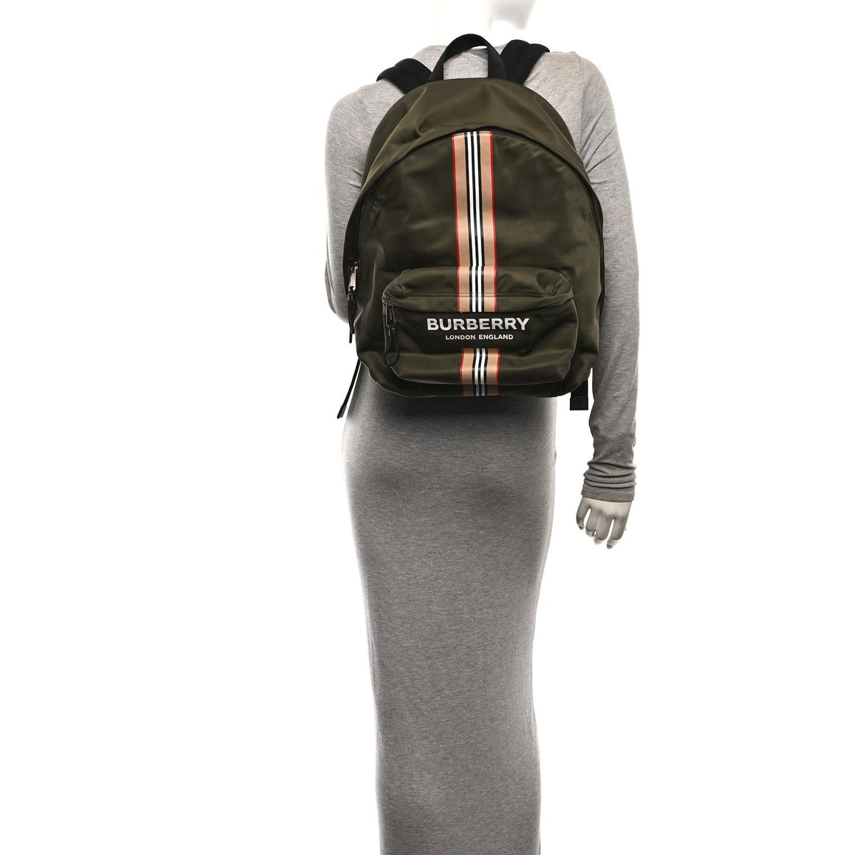 Canvas Vintage Check Stripe Jett Backpack Dark Olive Green