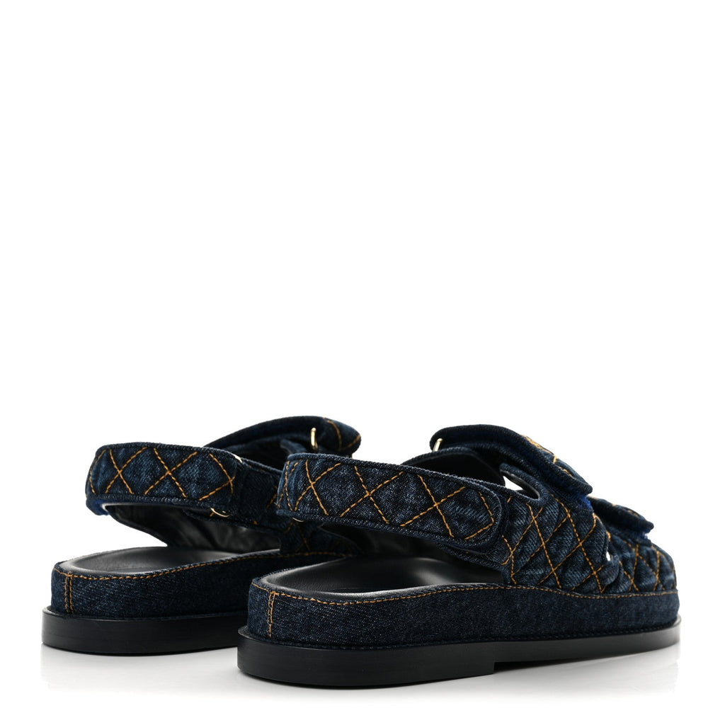 Denim Velcro Dad Sandals 36.5 Navy Blue