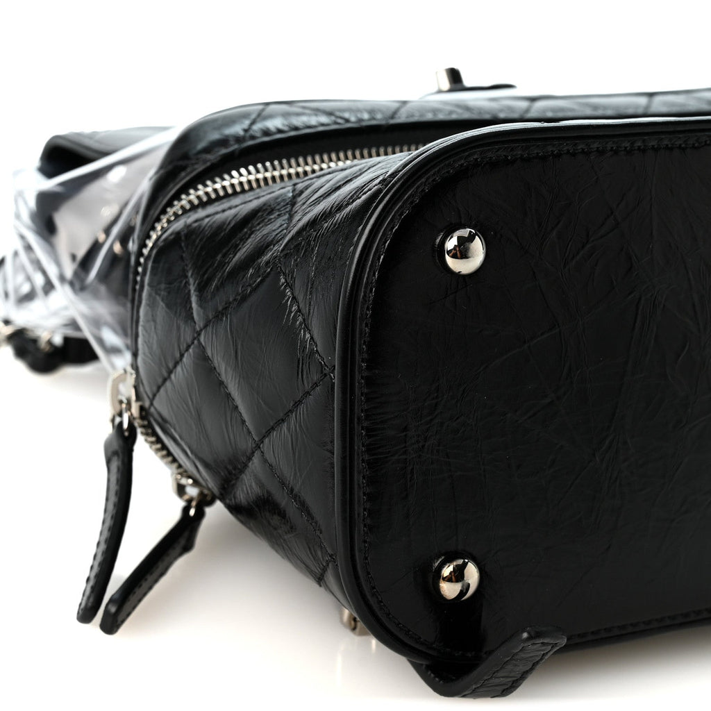 Crumpled Calfskin PVC Quilted Backpack Black