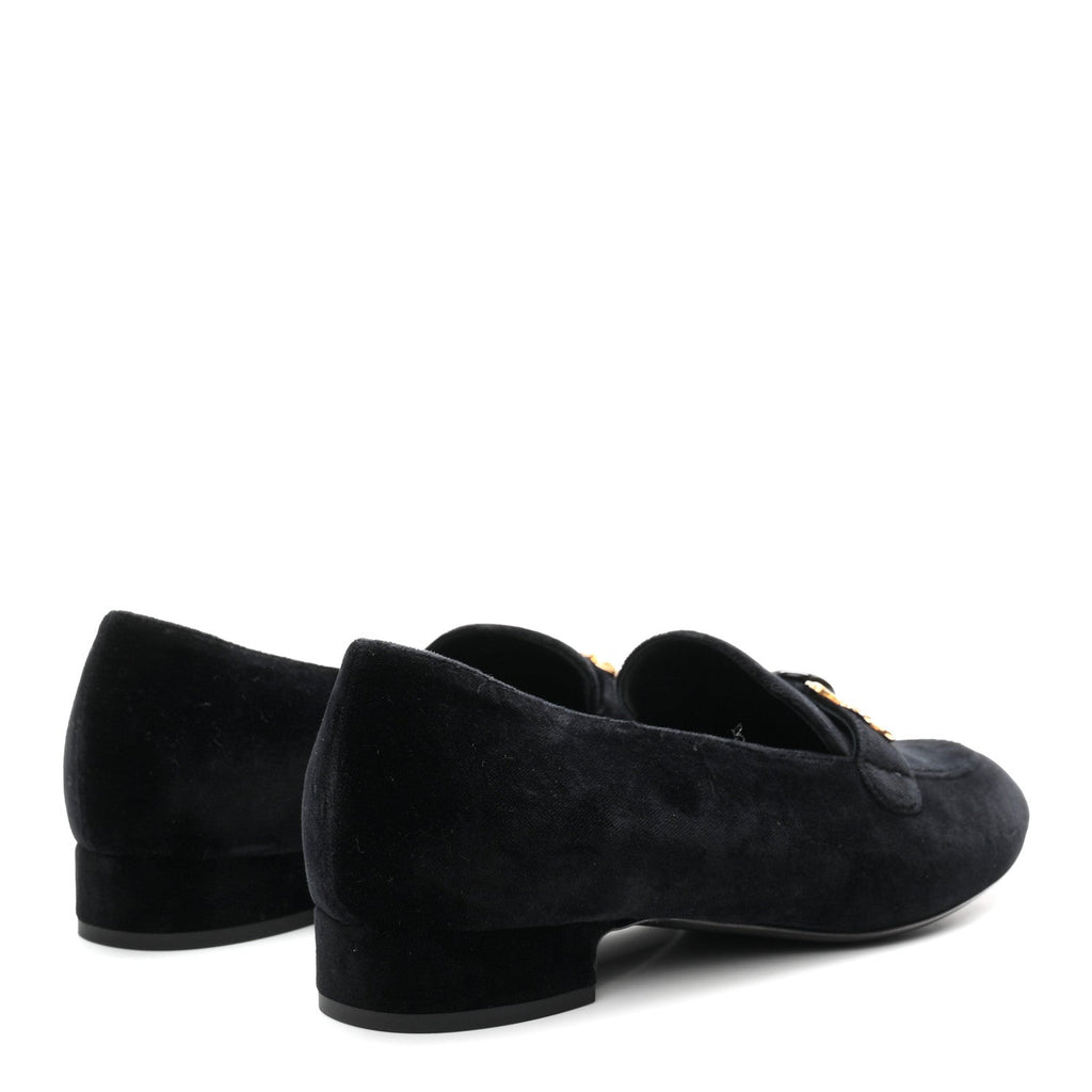 Velvet Moccasin Loafers 40 Black