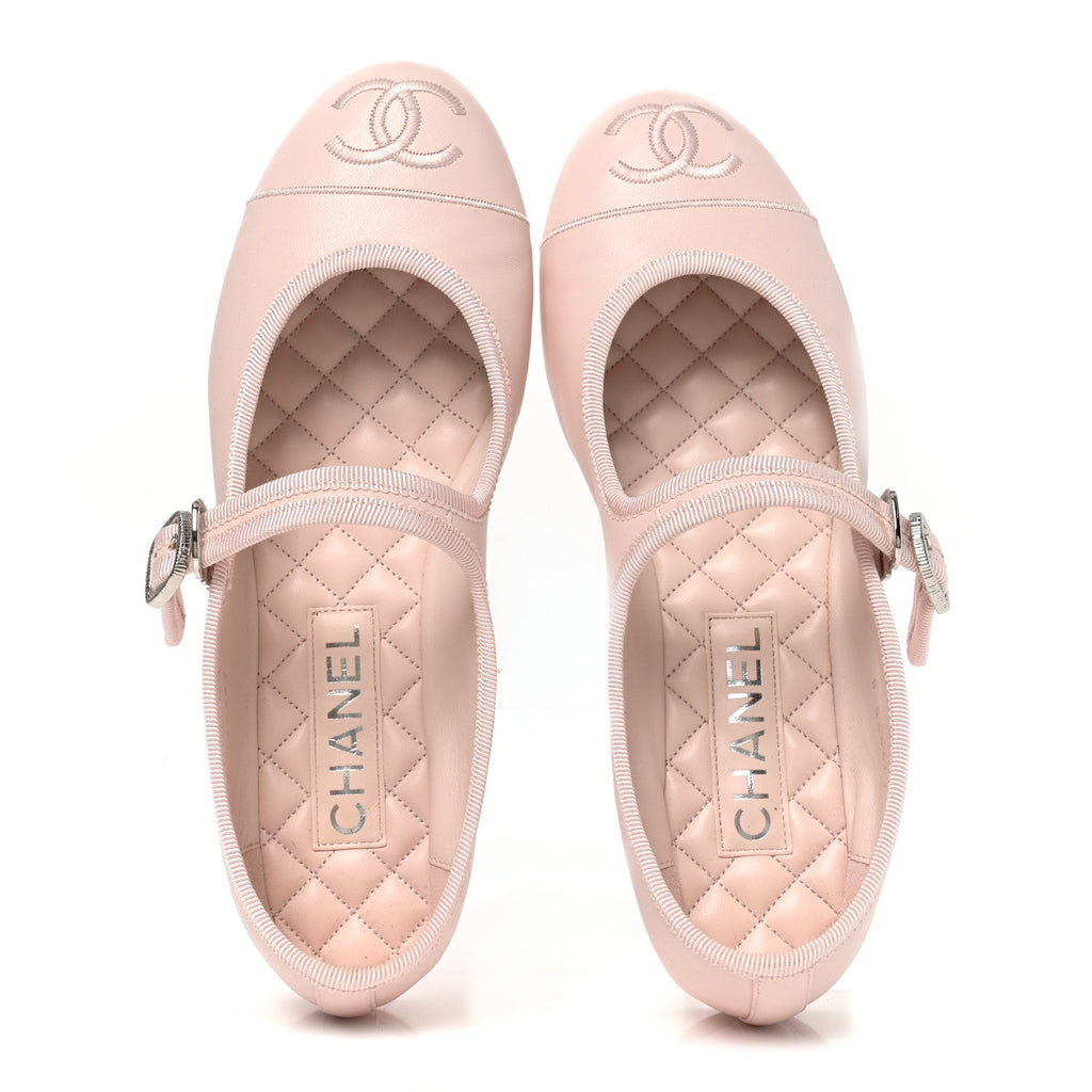 Lambskin Mary Jane Flats 38 Light Pink