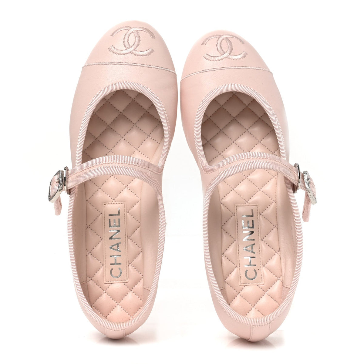 Lambskin Mary Jane Flats 38 Light Pink