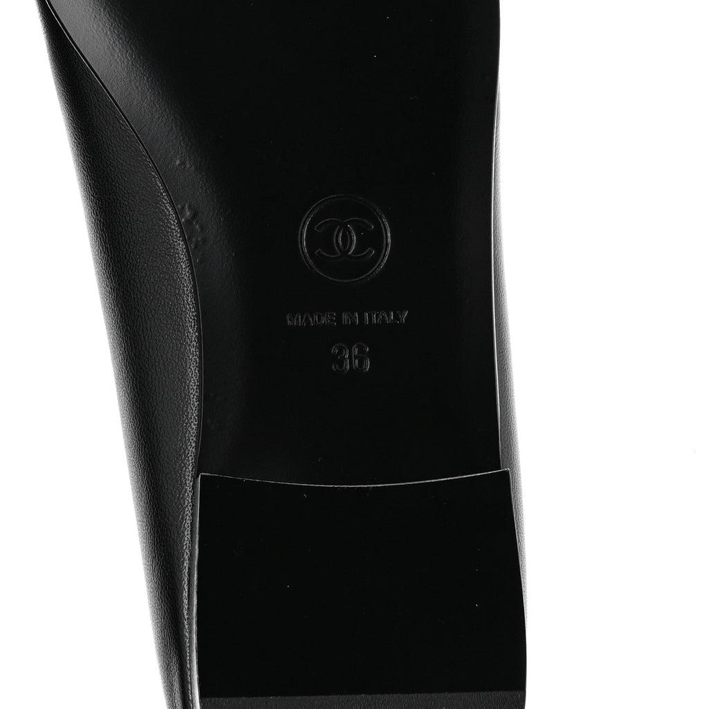 Lambskin Patent Cap Toe Ballerina Flats 36 Black