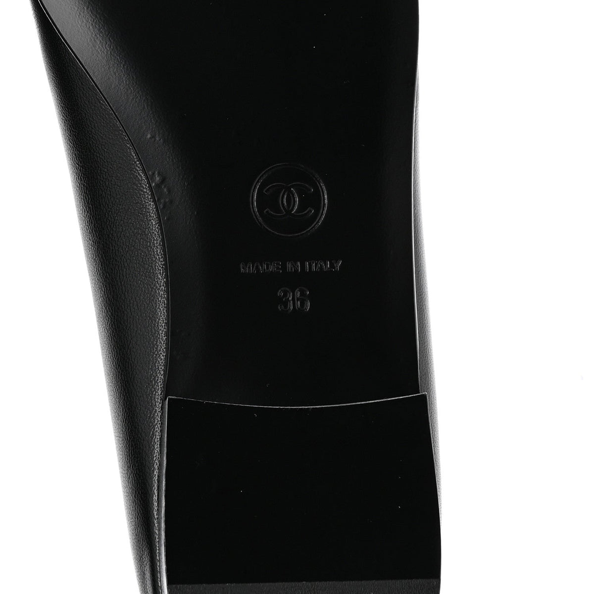 Lambskin Patent Cap Toe Ballerina Flats 36 Black