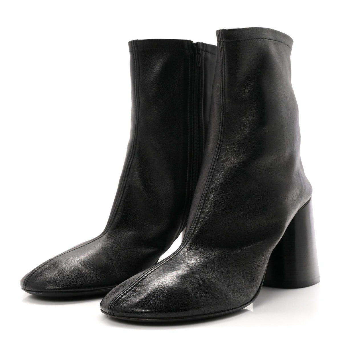 Shiny Soft Sheepskin Glove 80mm Ankle Boots 37.5 Black