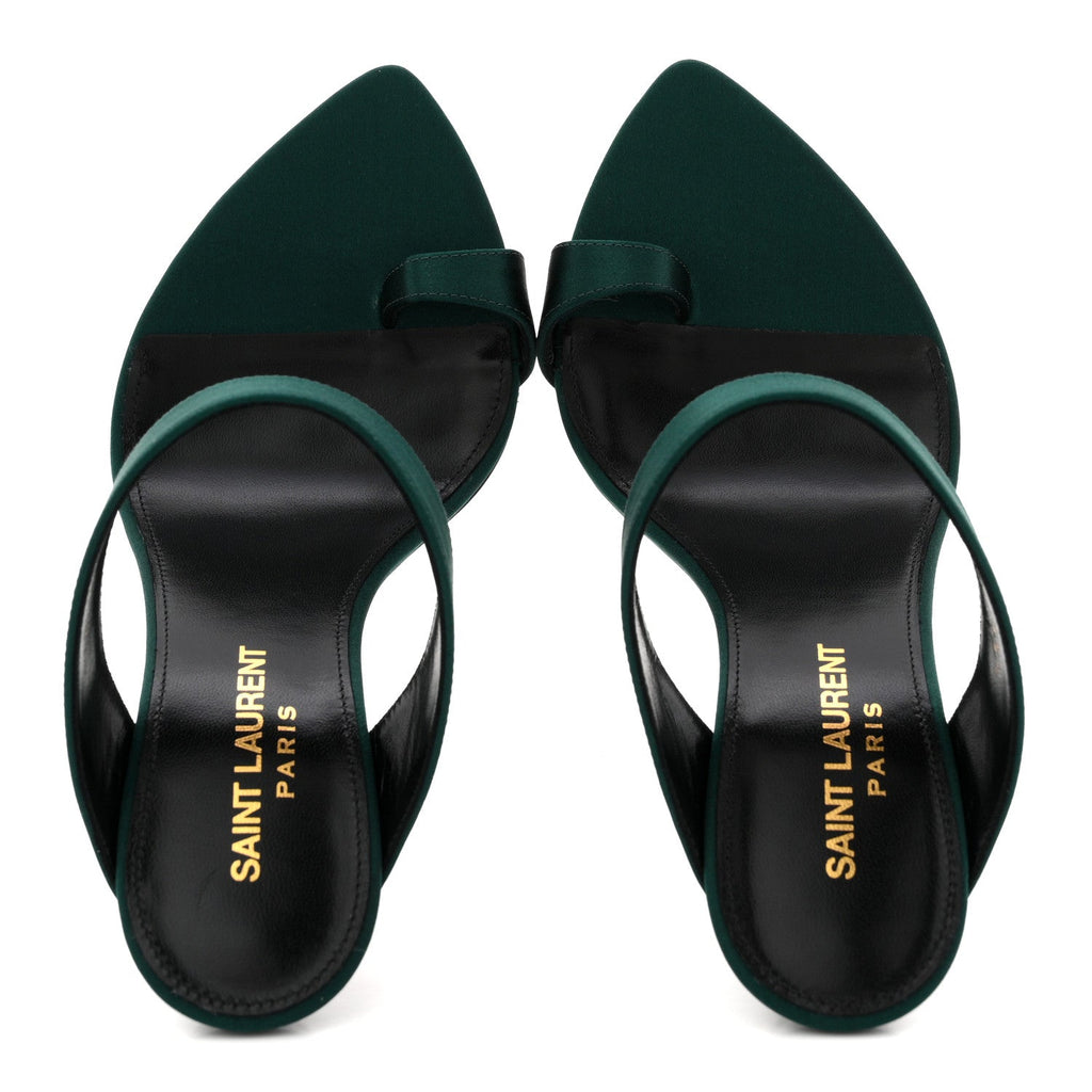 Crepe Satin Martha Mule 110 Sandals 35.5 Dorian Green