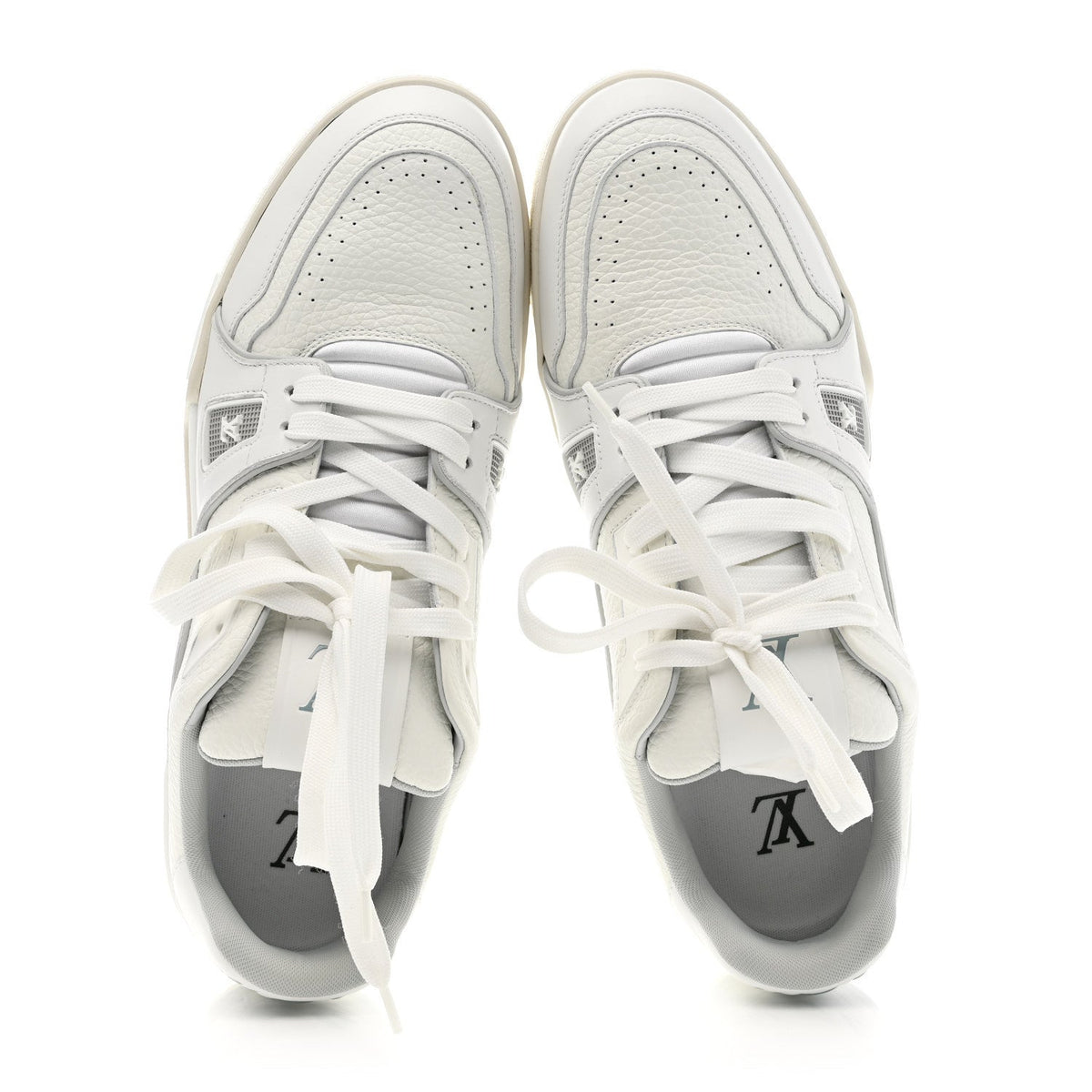 Calfskin Mens LV Trainer Sneakers 9 White
