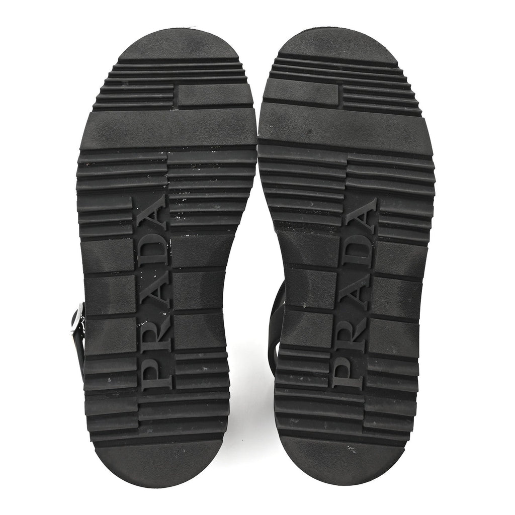 Foam Rubber Metal Triangle Logo Soft Cage Women Sandals 39 Black