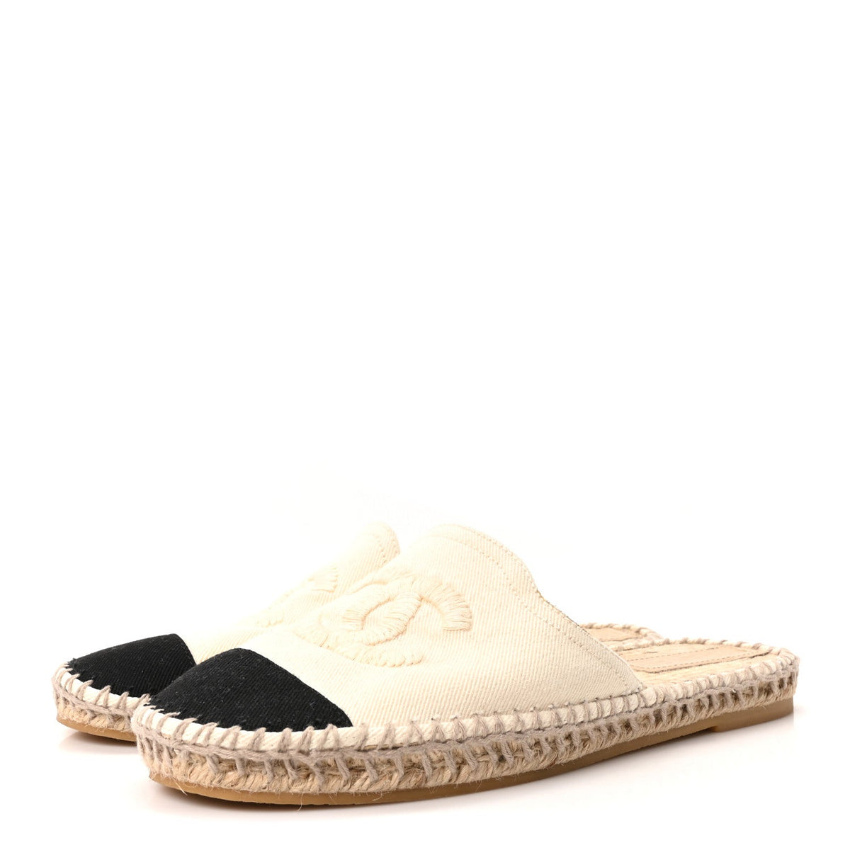 Denim CC Espadrille Mules 40  White Black