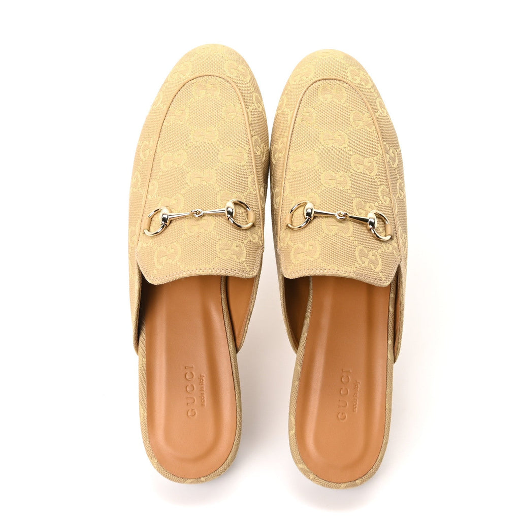 Canvas GG Monogram Womens Princetown Slippers 40.5 Egypt Salt