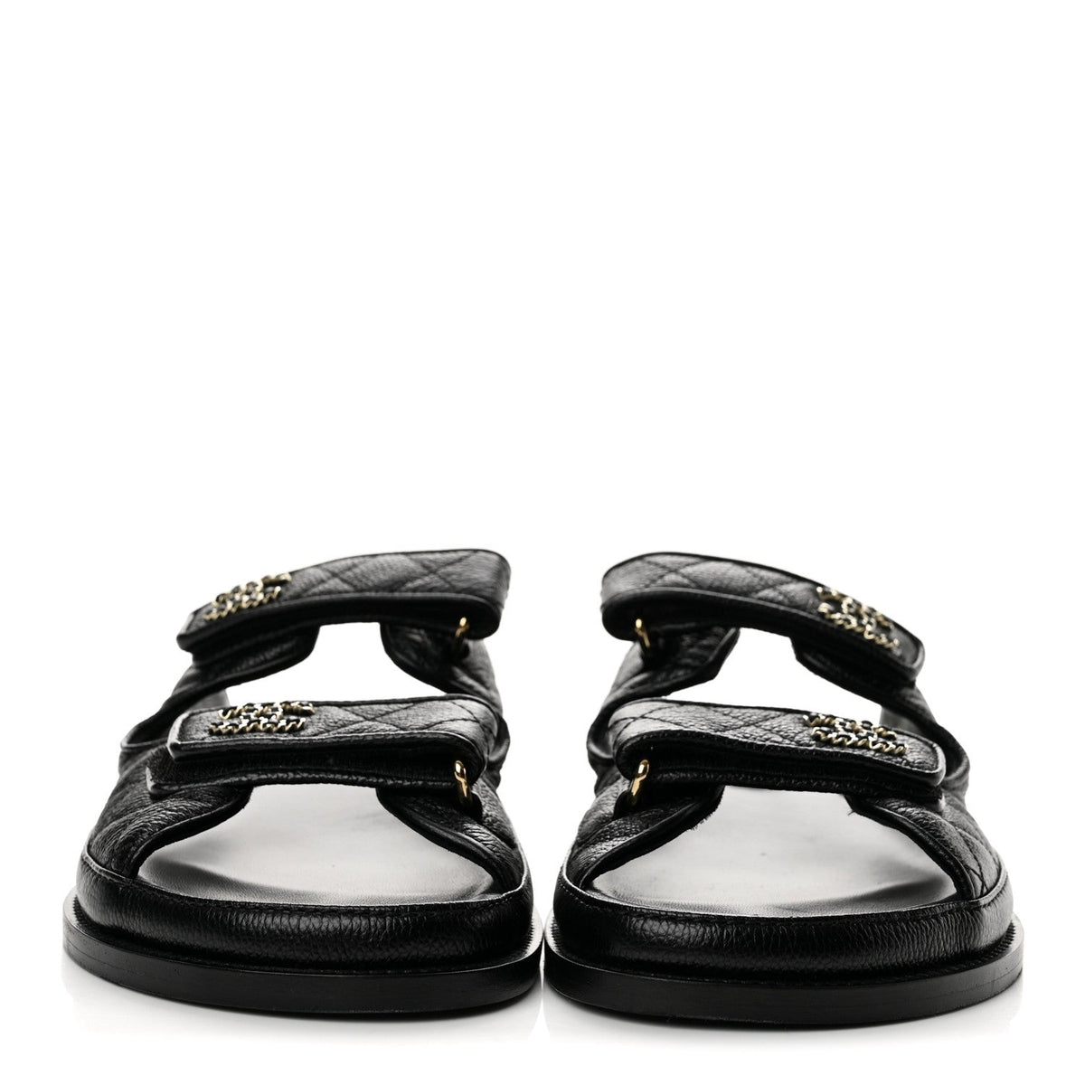 Grained Calfskin Velcro Dad Sandals 40 Black