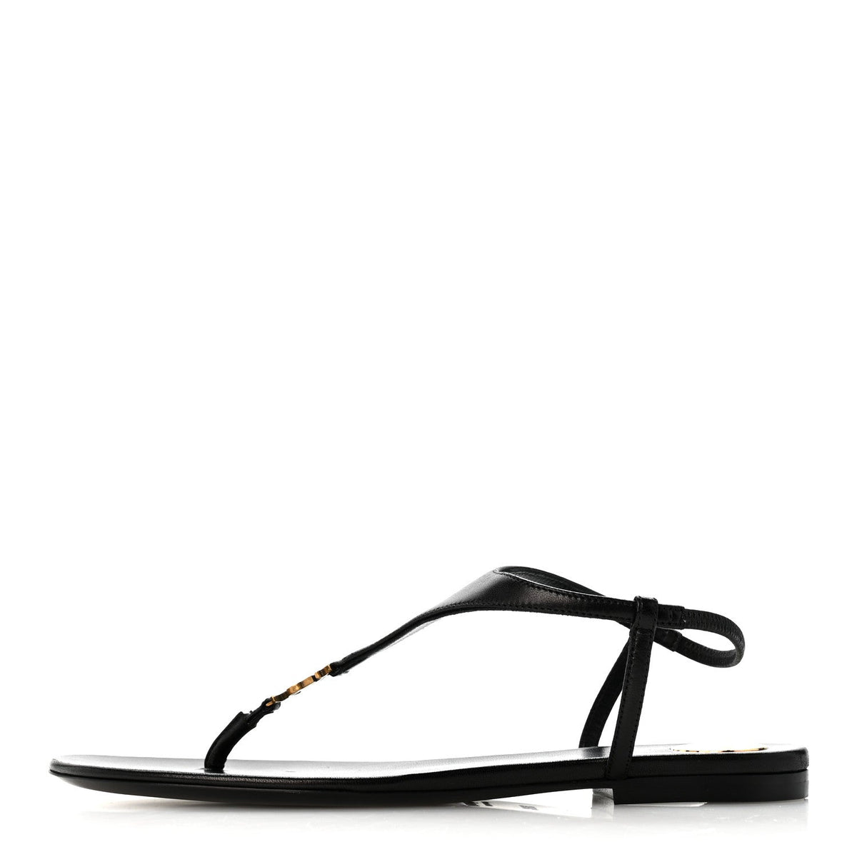Lambskin Monogram Cassandra Slingback Flat Sandals 36.5 Black